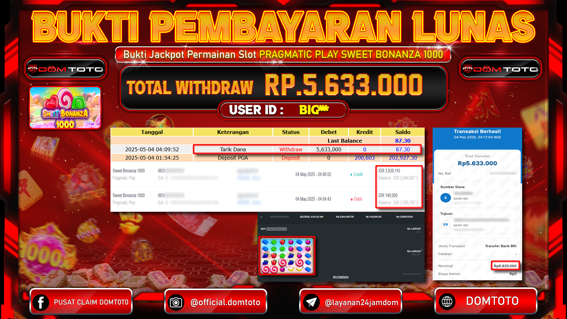 JACKPOT SLOT SWEET BONANZA 1000   04  MEI 2025